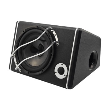 Factory wholesale of 10 inch active high power subwoofer speaker with trapezoidal wooden box for car audio system
