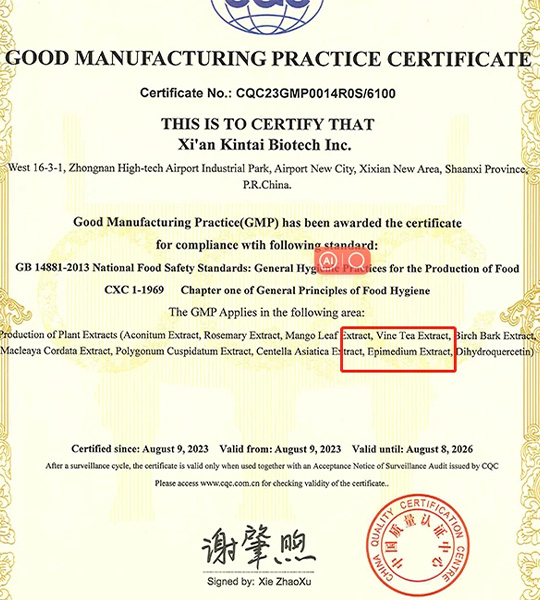 GMP certificate
