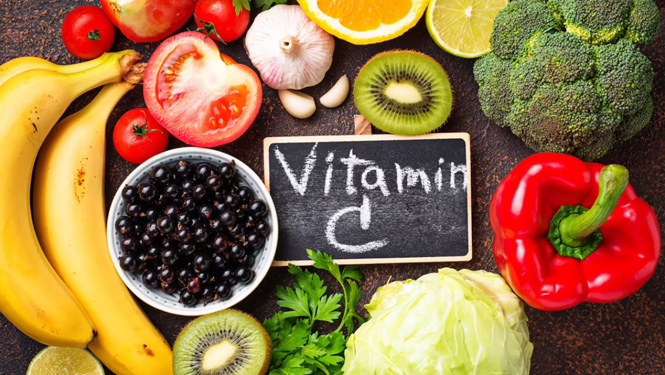 Vitamin C is a water-soluble vitamin that is widely present in fruits and vegetables, especially citrus and strawberries.jpg