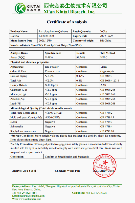 Pyrroloquinoline Quinone COA Pyrroloquinoline Quinone COA