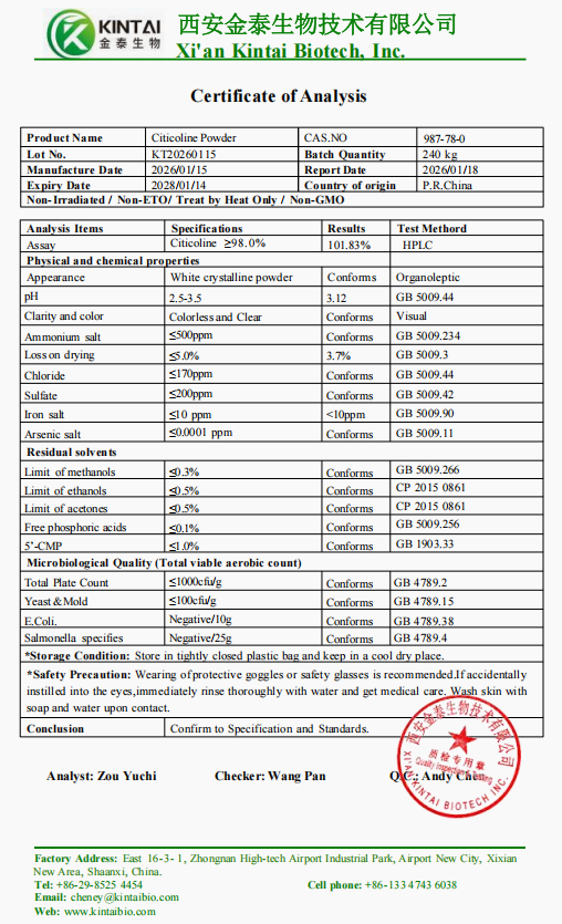 Citicoline COA