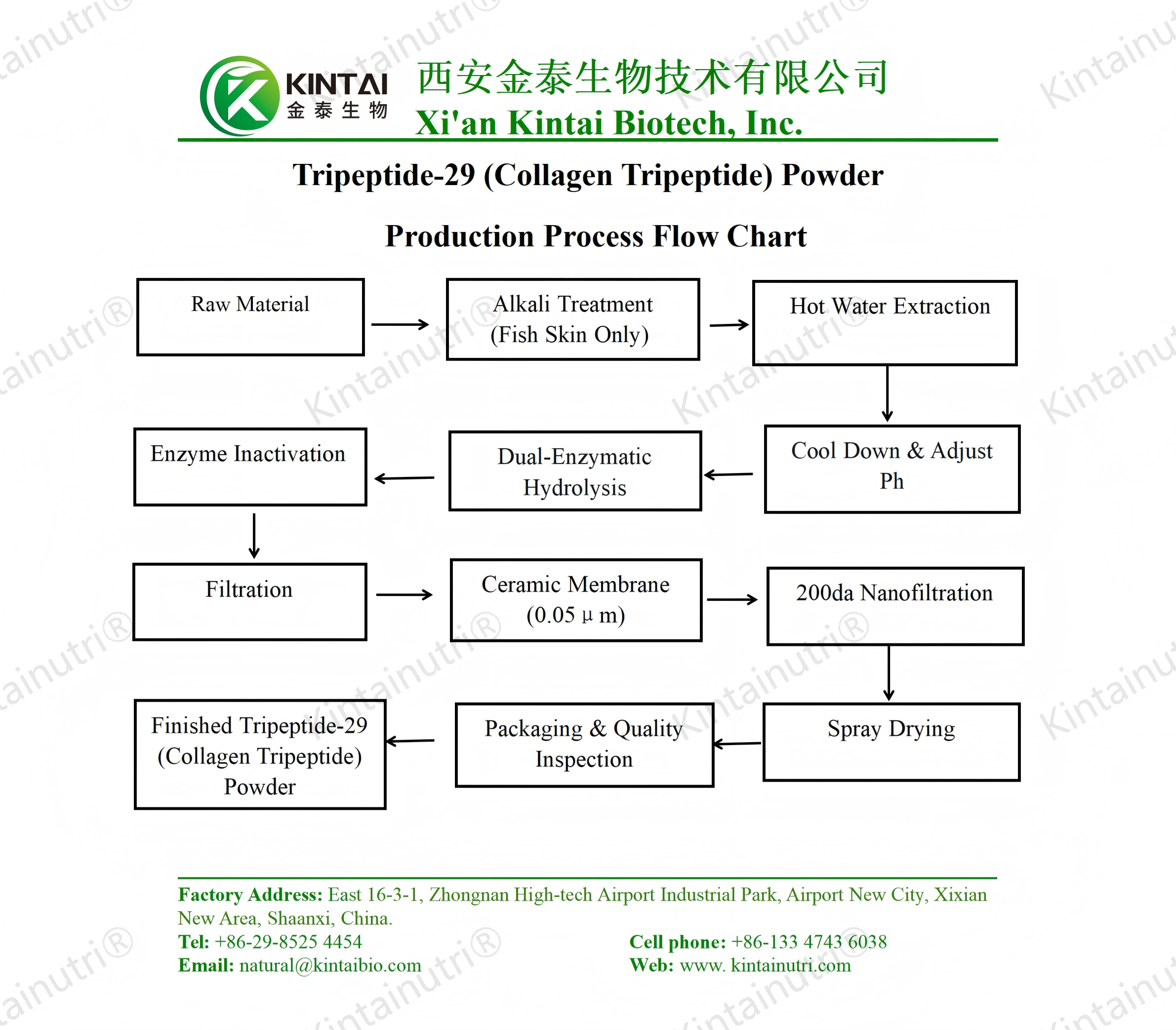 collagen tripeptide powder production process flow chart