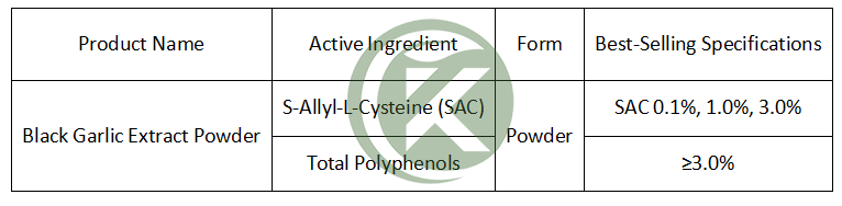 Especificación del extracto de ajo negro en polvo
