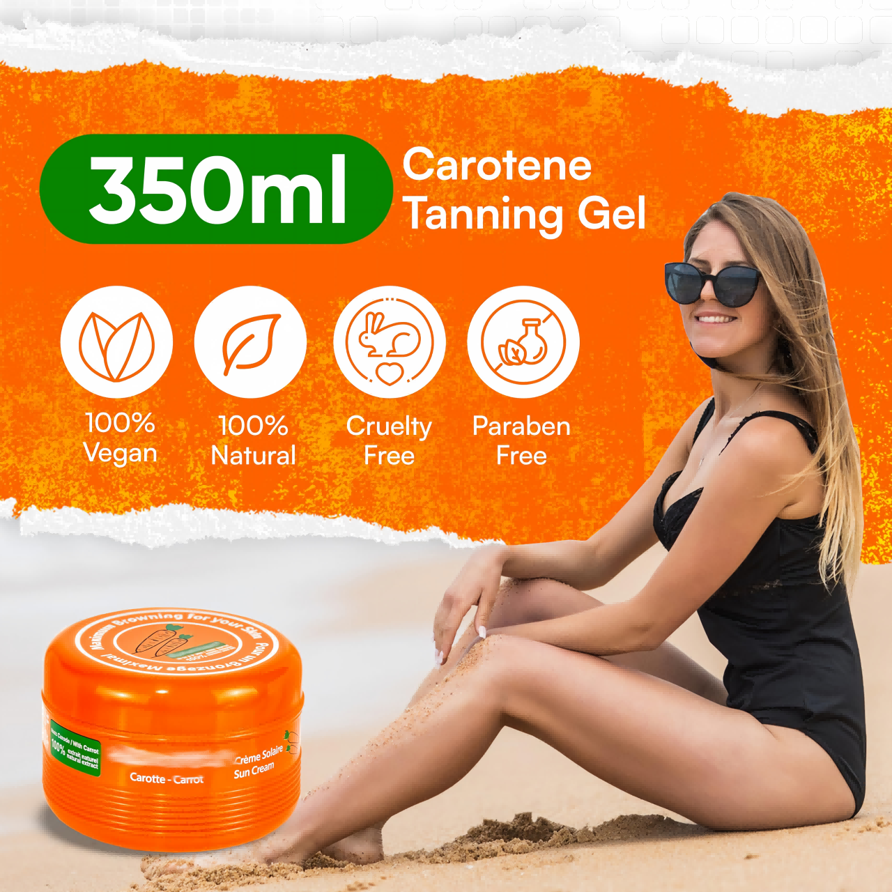 Lozione solare all'estratto di carota
