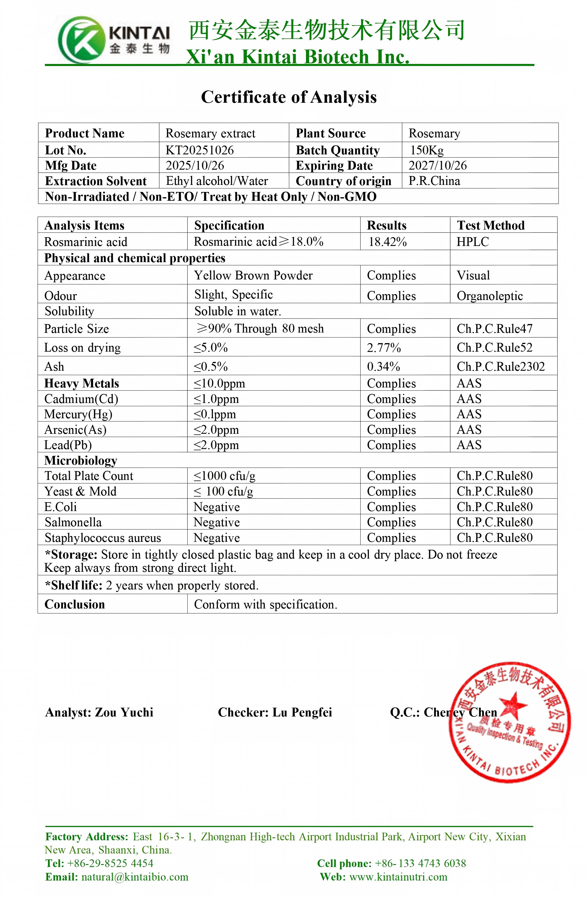 KT20250814-COA dell'estratto di rosmarino (acido rosmarinico 18%)_01