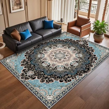 Persian - Style Living Room Rug, Intricate Floral Pattern, Washable Non - Slip Large Area Carpet