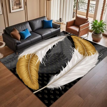 Elegant Floral Living Room Carpet, Washable Non - Slip, Soft Flannel Area Rug