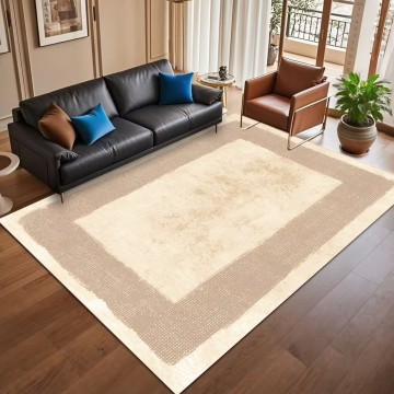 Minimalist Elegant Faux Cashmere Rug 5x7 Soft Washable Non Slip Carpet for Small Spaces
