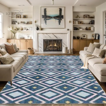 Indoor Modern Area Rug, 6x9 Geometric Washable Large Rugs for Living Room Bedroom Hardwood Floors Non Anti Backing Soft Carpet Home Floor Decor