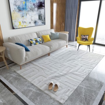Tapis en fausse fourrure jacquard ultra doux et luxueux de style nordique, couleur unie