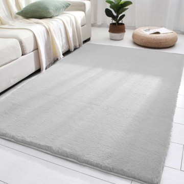 Minimalist Solid Color Faux Rabbit Fur Carpet，Soft Plush Non-Slip Bedroom Bedside Rug, Living Room Mat