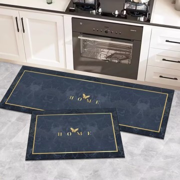 2 Pieces Letter Stylish Crystal Velvet Kitchen Rug Set, Non - Slip Soft Floor Mat for Kitchen & Entryway, Popular Item