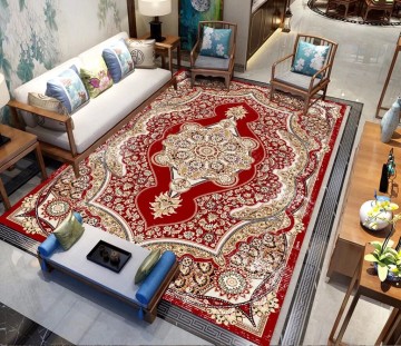 Living Room Loop Carpet with Classic Persian Styles, Washable Design