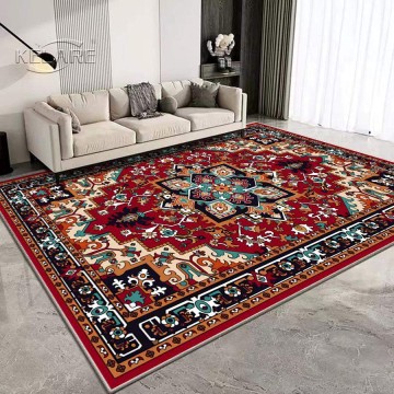 K02 Red Persian Rugs Kelare Velvet Printed Carpet Non Slip Area Rugs