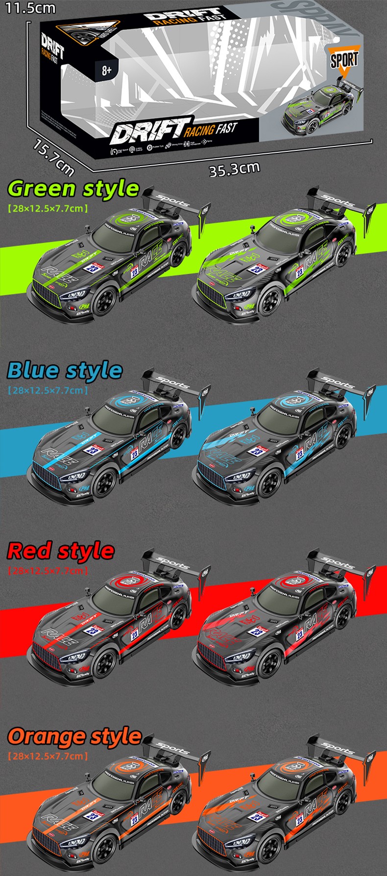 Spray 4WD RC Car with Accelerated Spray Lights Sound and 2