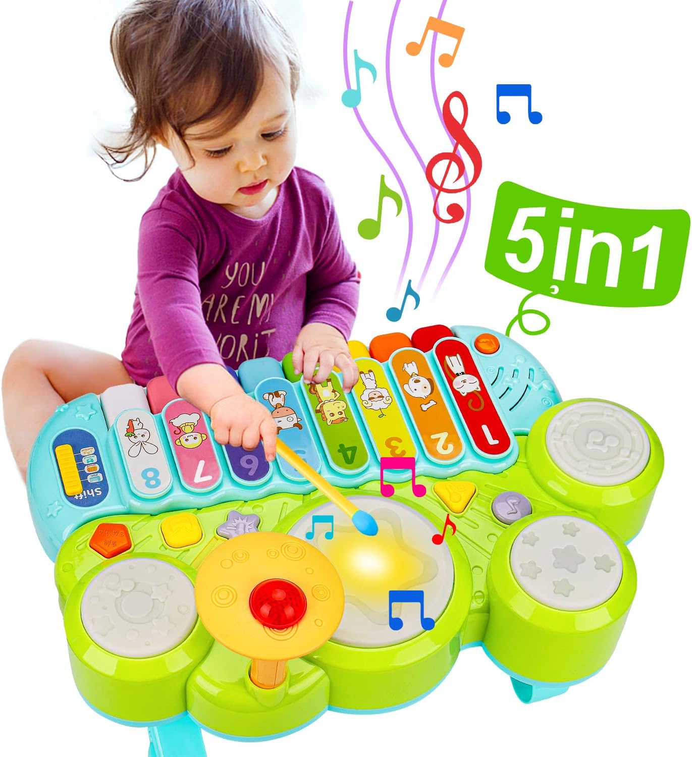 Early Learning Musical Instruments Toy Set Montessori Piano Xylophone Drum Gifts for Toddlers