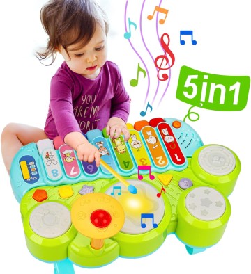Early Learning Musical Instruments Toy Set Montessori Piano Xylophone Drum Gifts for Toddlers