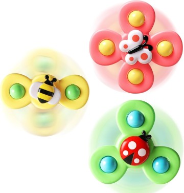 3PCS Sensory Suction Cup Rotating Toys Bee Spinner Bath Fidget Toy for 12-18 Month Kids