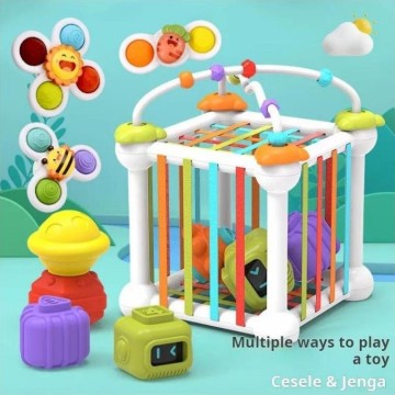 New Design Baby Cognitive Track Ball Montessori Toys Colorful Blocks Sensory Sorting Learning Cube