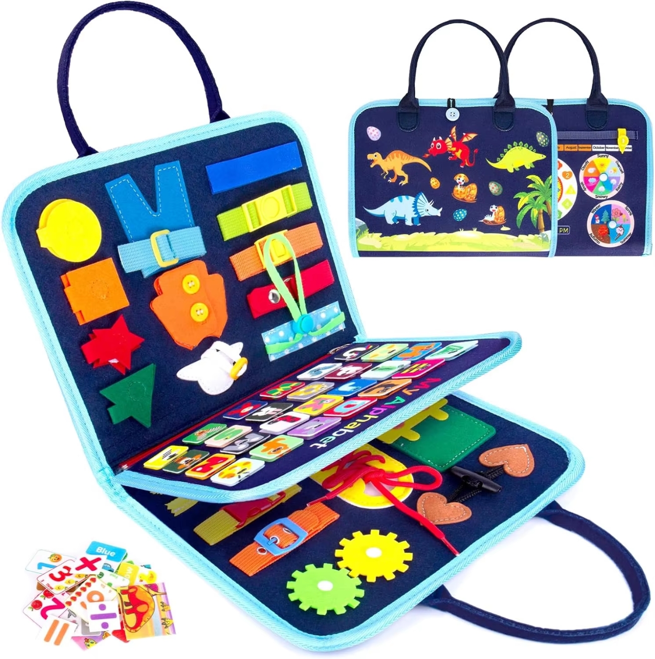 Montessori Educational Sensory Busy Board Book for Toddlers – Fine Motor Skills Learning Travel Toy