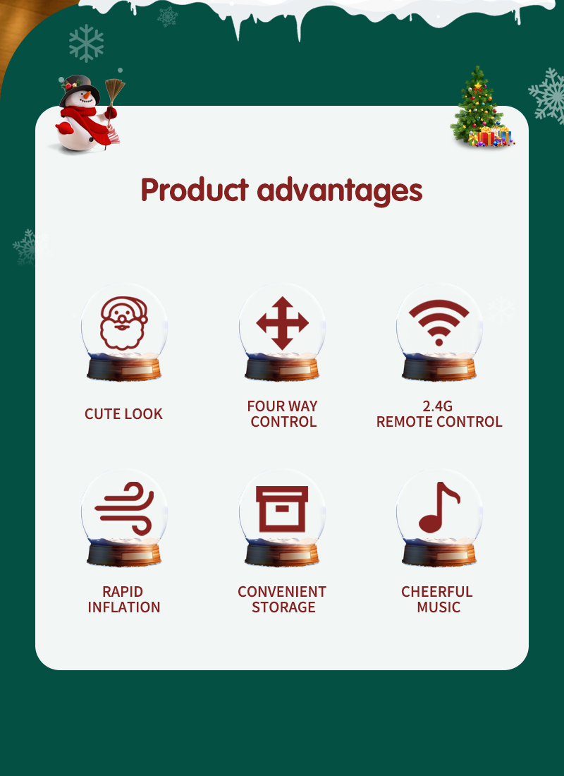 Remote Control Inflatable Santa Claus Car Toys With Music & 360° Christmas Toys (2)