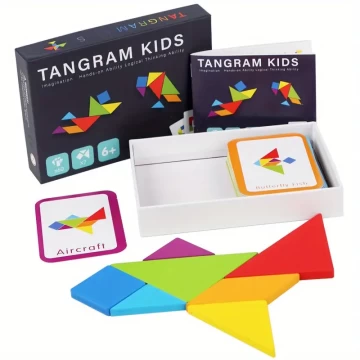 Wooden Tangram Jigsaw Board Game Educational Toy Number Letter Shape Christmas Gift for Boys Girls