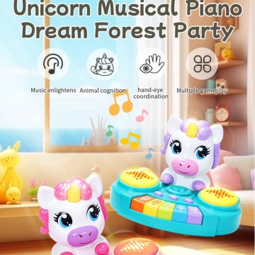 Electric Multifunctional Unicorn Drum Set Musical Toy for Babies with Lights and Sound Features