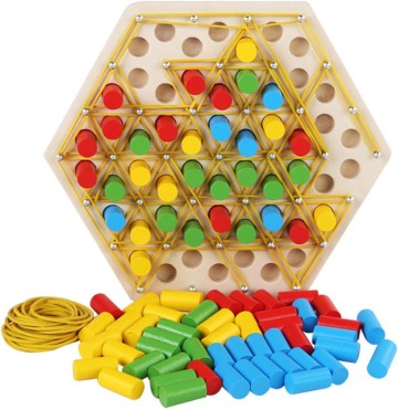 Children Early Educational Wooden Chain Triangle Chess Game Multiplayer Chess Puzzle Toy Logic Thinking Interactive Board