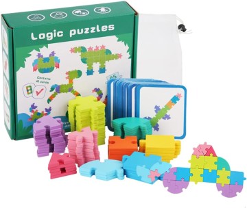 Montessori Educational Toys Wooden Pattern Blocks Alphabet Letter Cards Shape Matching Puzzle Logical Thinking Jigsaw Toy