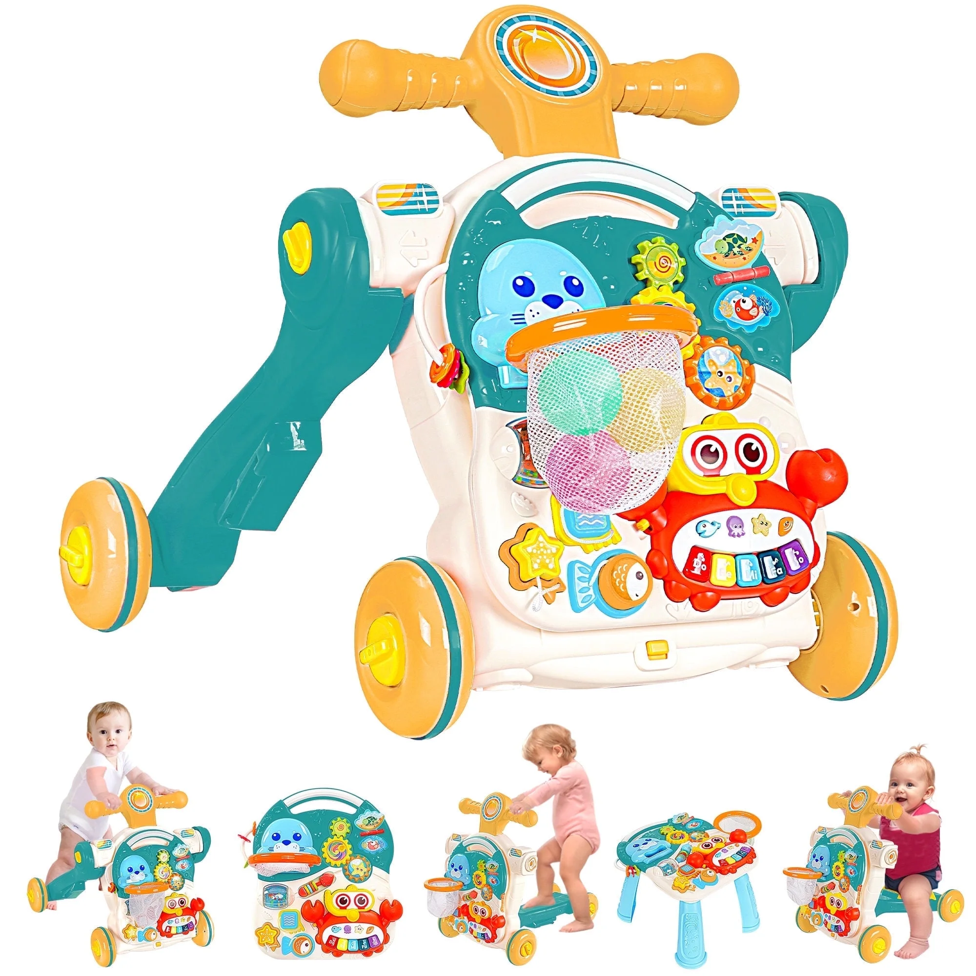 4 in 1 Baby Walker Push Toy Sit to Stand Activity Center