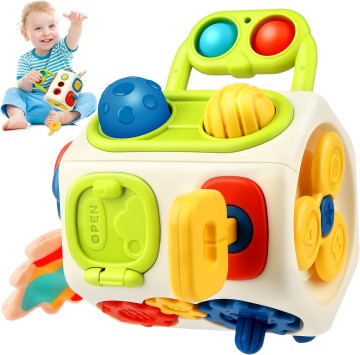 Montessori Busy Cube Sensory Fidget Board Travel Toys for Toddlers