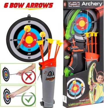 Bow and Arrow Toys Light Up Archery Set for Kids Outdoor Indoor Play