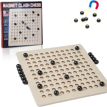Educational Induction Collision Chess Wooden Stepping Puzzle Magnetic Interactive Tabletop Chess Board Game for Kids Adults
