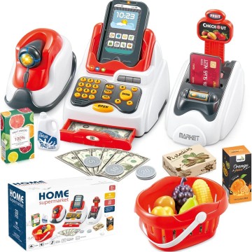 Pretend Play Cash Register Toy Set with Scanner Card Machine