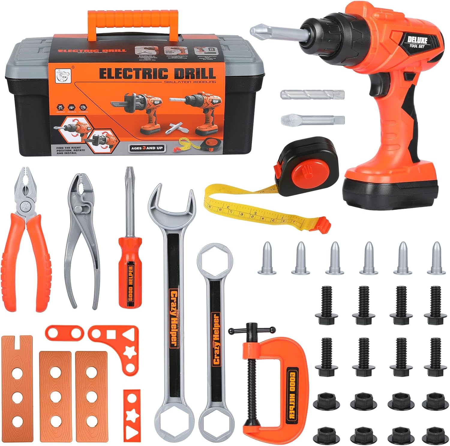 Kids Tool Set Construction Toys Pretend Play Electronic Drill Toolbox