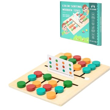 Montessori Slide Puzzle Wooden Color Shape Logic Learning Toy