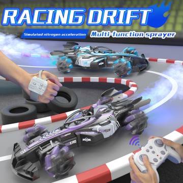 Competitive Drift F1 RC Car 4WD High-Speed Racing with LED Lights and Simulated Gas Spray