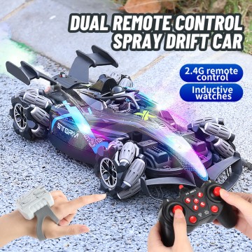 Dual 2.4G Remote Control Spray Light Stunt Drift Racing Car