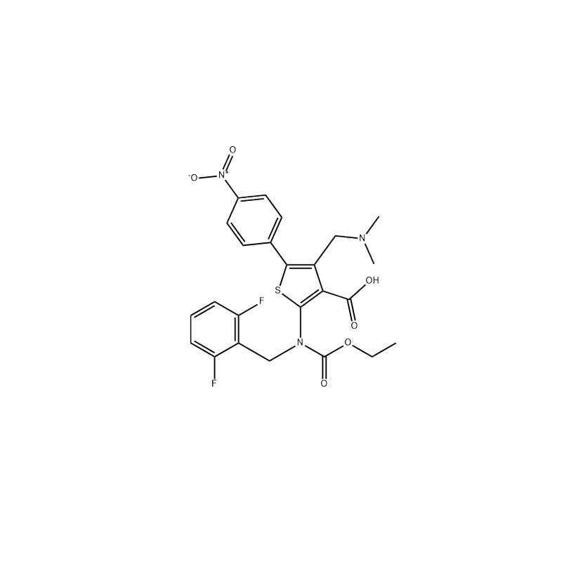 2-((2,6-difluorobenzyl)(ethoxycarbonyl)amino)-4-((dimethylamino)methyl)-5-(4-nitrophenyl)thiophene-3-carboxylic acid