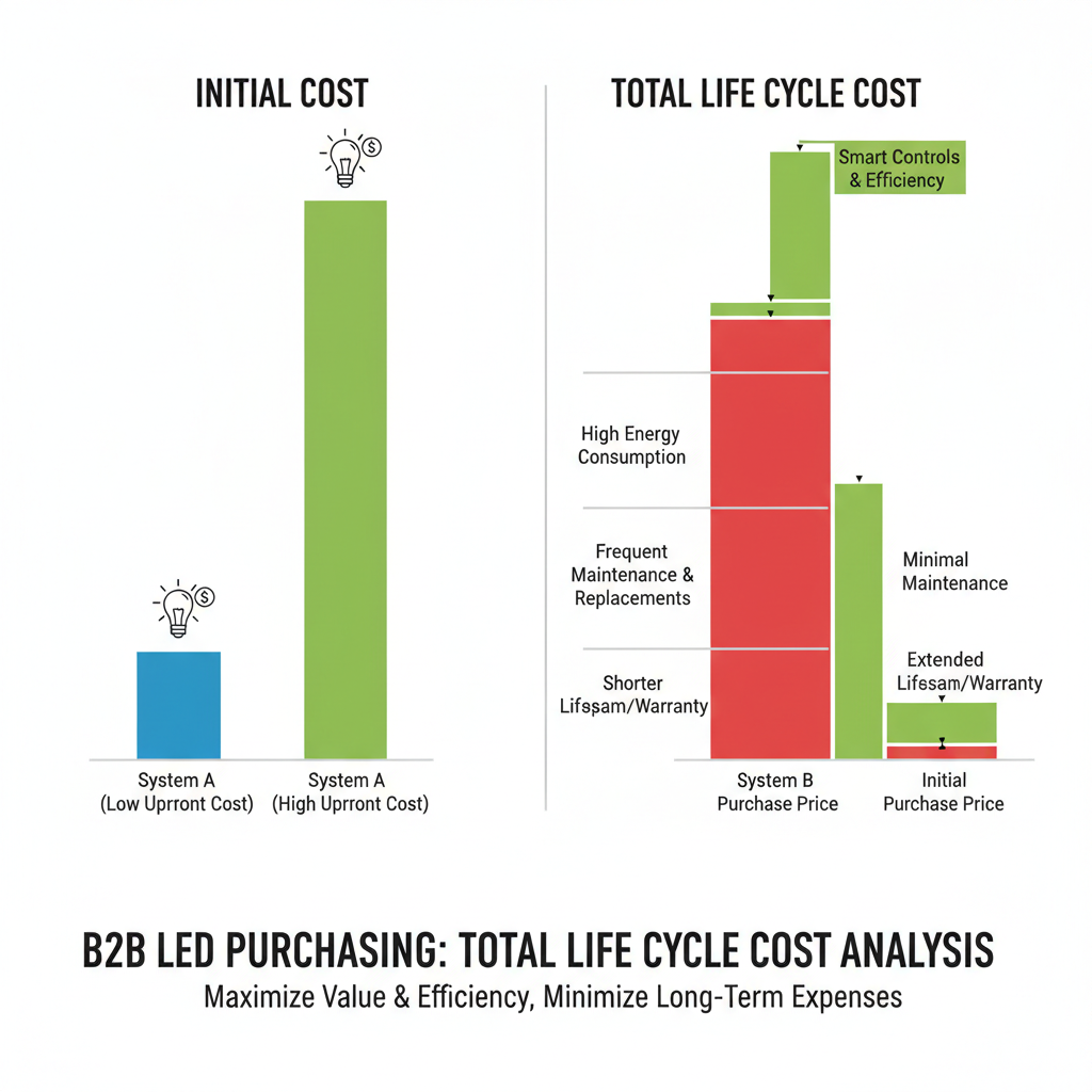 Why do the European and American LED markets place more emphasis on "total life cycle cost"?