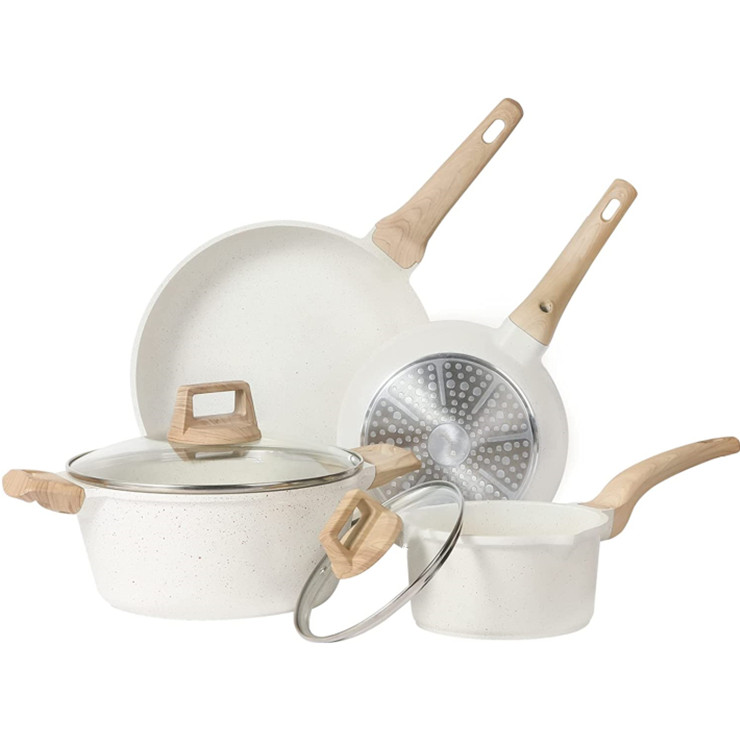 Proshui 6pcs white ceramic color die casting aluminum cookware set