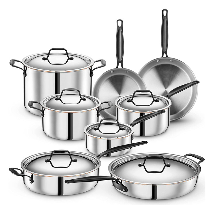 Proshui 14 pcs Manufacturer 5-ply copper core Fry Pan Pots