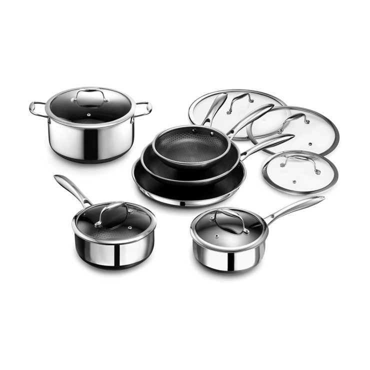 Yongkang Factory triply stainless steel stock pot saucepan fry pan with honeycomb inner coating