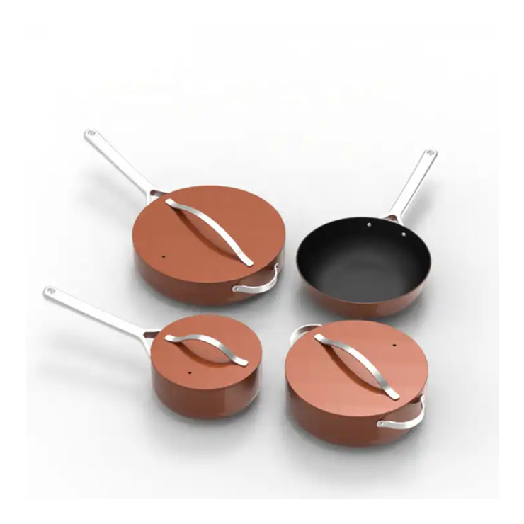 Professional Factory customized cookware set pressed OEM color Aluminum non stick coating pots and pans with aluminum lid