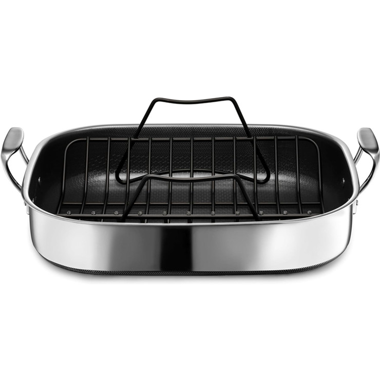 Wholesale Custom Kitchenware 3 ply stainless steel roaster pan with honeycomb coating and rack