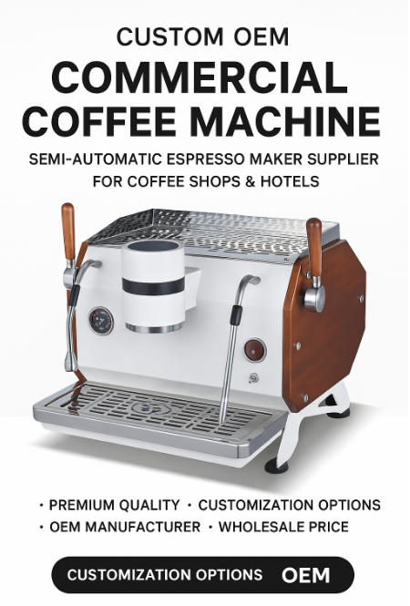 OEM Semi-Automatic Commercial Espresso Machine for Coffee Shops & Hotels