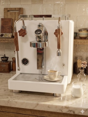 Professional E61 Espresso Machine, Rotary Pump, Dual Boiler 2L Steam 1L Brew, Flow Meter, Electric Control, Wooden Handle