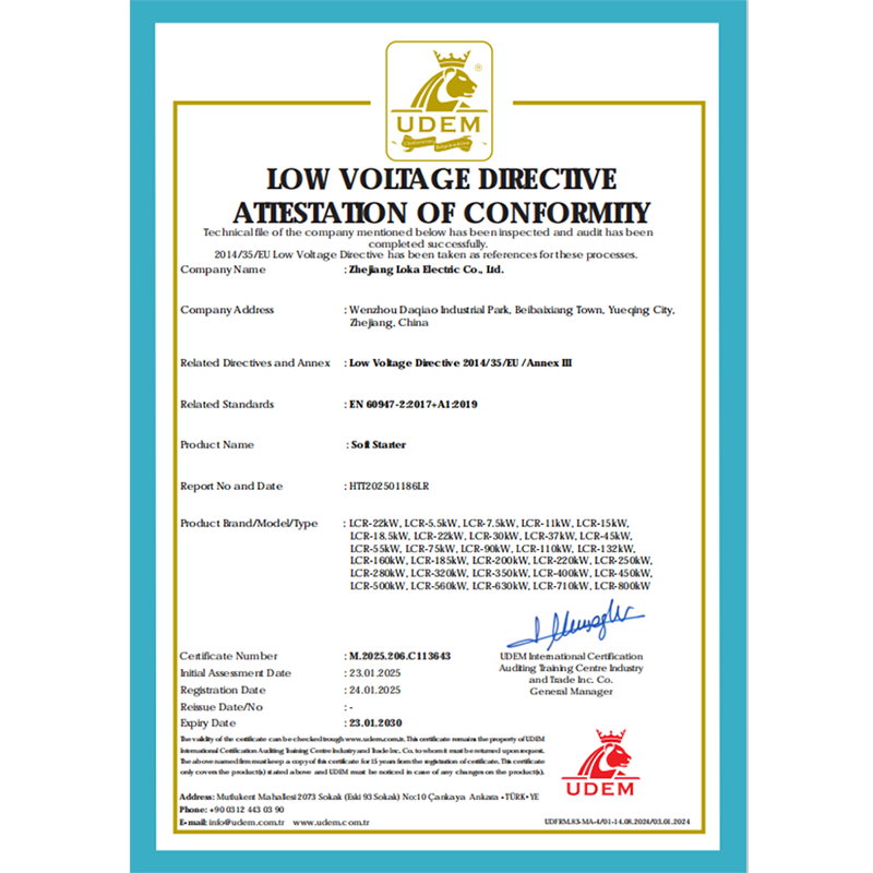 Loka Entire Range Of Soft Starters Have Obtained EU CE Certification