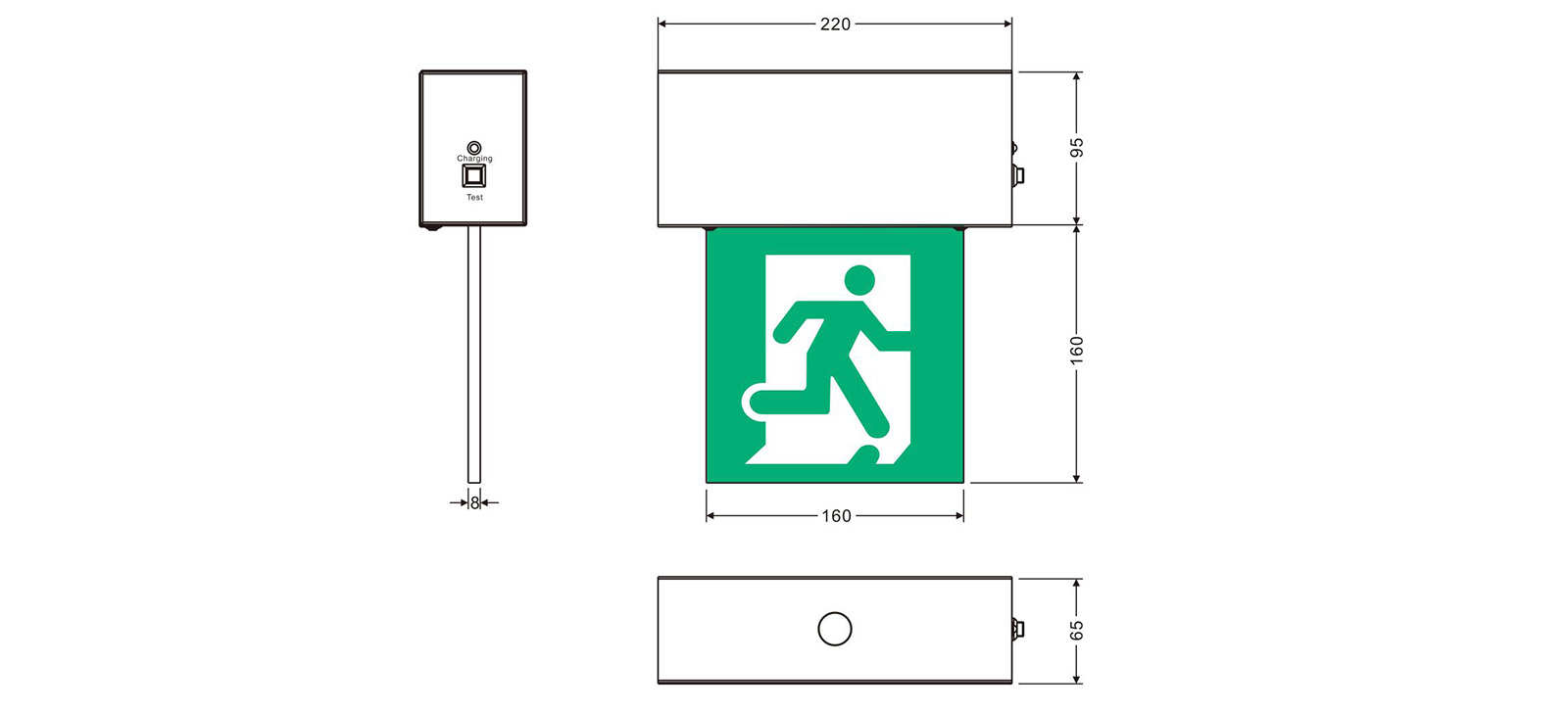 165 Surface Mounted Emergency Exit Sign a