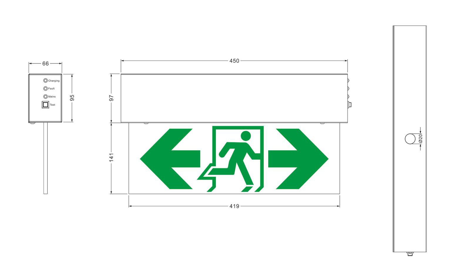 450 Surface Mounted Emergency Exit Sign